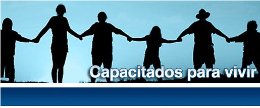 ARPS - Cabecera en la que aparecen unas siluetas tomadas de las manos formando una cadena y un eslogan que dice Capacitados para vivir